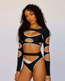 Backstage Baddie Reflective Arm Cutout Ultra Crop Top -Iheartraves Sale Store BackstageBaddieReflectiveArmCutoutUltraCropTop Side