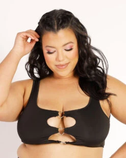 Drop The Beat Recycled Fabric Cutout Top -Iheartraves Sale Store Drop the Beat Recycled Fabric Cutout Top C1 Front