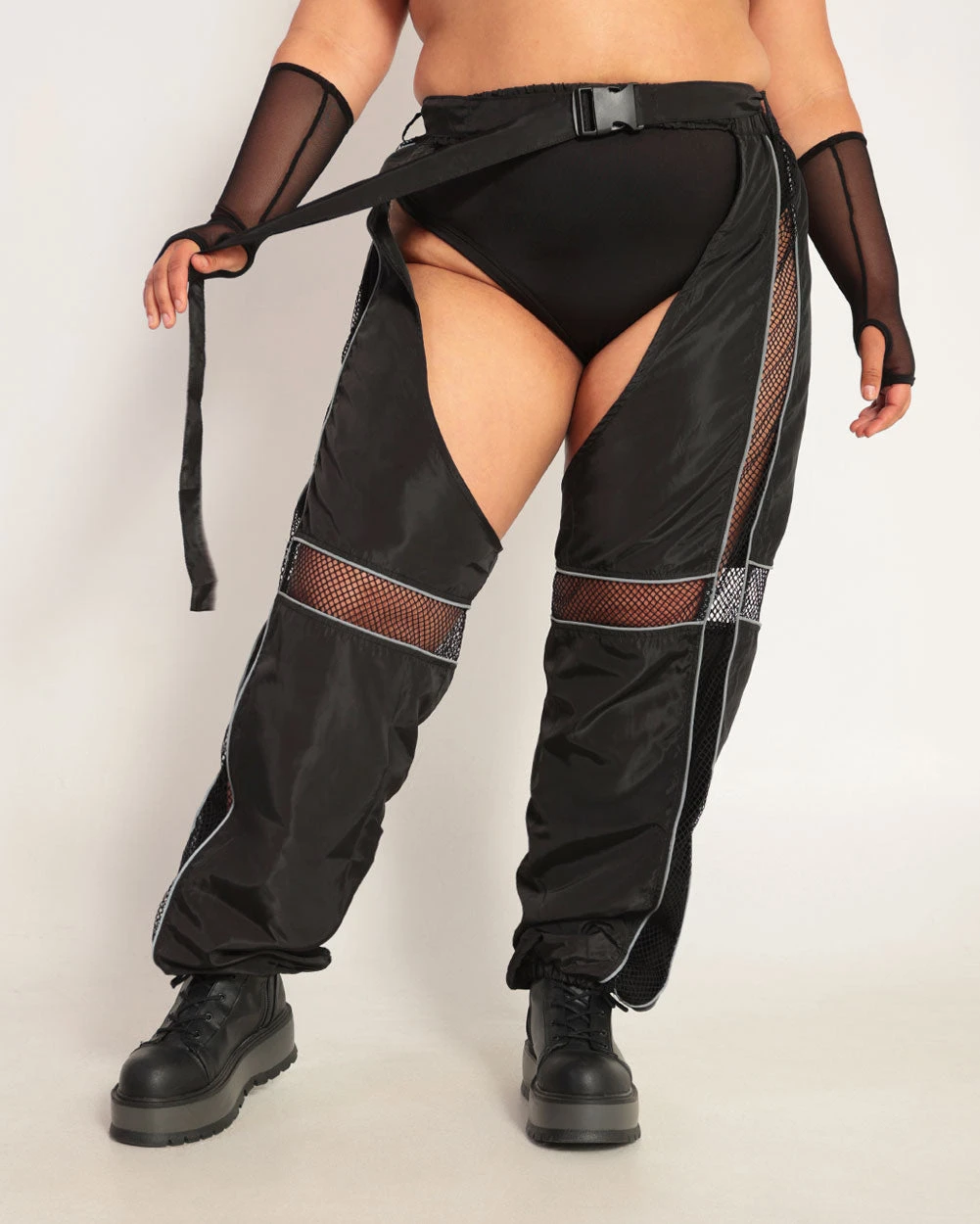 Evolution Chaps With Silver Reflective Stripes & Fishnet Panels 7 Evolution Chaps With Silver Reflective Stripes & Fishnet Panels - Image 7