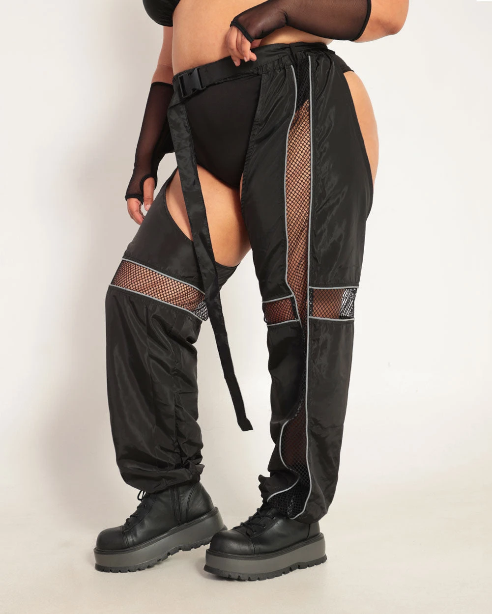 Evolution Chaps With Silver Reflective Stripes & Fishnet Panels 9 Evolution Chaps With Silver Reflective Stripes & Fishnet Panels - Image 9