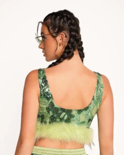 Iheartraves Sale Store -Iheartraves Sale Store Forest Fairytale Marabou Top Back