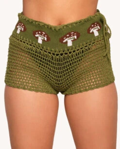 Forest Floor Mushroom Crochet Shorts