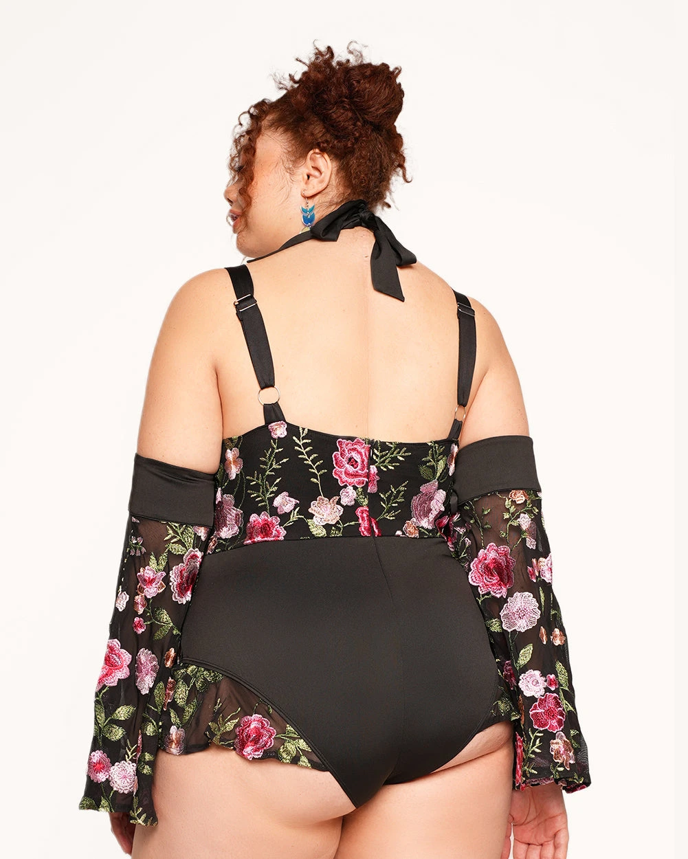 Forest Nymph Stretch Halter Lace Bodysuit Set 2.0 - Black 7 Forest Nymph Stretch Halter Lace Bodysuit Set 2.0 - Black - Image 7