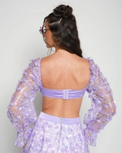 Genie Dust Floral Sequin Top -Iheartraves Sale Store Genie Dust Floral Sequin Top Lavender Back