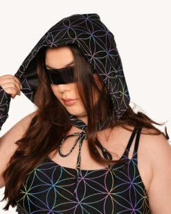 Glowkeeper Rainbow Reflective Hood 8 Glowkeeper Rainbow Reflective Hood -Iheartraves Sale Store Glowkeeper Hood C1 Front