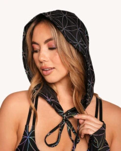 Glowkeeper Rainbow Reflective Hood 7 Glowkeeper Rainbow Reflective Hood -Iheartraves Sale Store Glowkeeper Hood Front