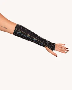 Glowkeeper Rainbow Reflective Top With Sleeves -Iheartraves Sale Store Glowkeeper Top with Sleeves Detail Jr