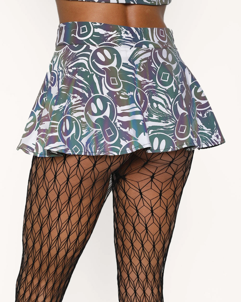 Happy Hour White Reflective Mini Skirt 2 Happy Hour White Reflective Mini Skirt - Image 2