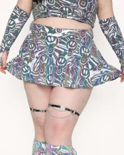 Happy Hour White Reflective Mini Skirt 16 Happy Hour White Reflective Mini Skirt -Iheartraves Sale Store Happy Hour White Reflective Mini Skirt C1 Front