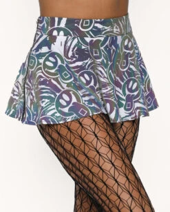 Happy Hour White Reflective Mini Skirt 12 Happy Hour White Reflective Mini Skirt -Iheartraves Sale Store Happy Hour White Reflective Mini Skirt Front