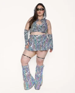 Feral Mode Chain Pair Leg Garters -Iheartraves Sale Store Happy Hour White Reflective O Ring Top C1 Full 3