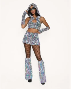 Happy Hour White Reflective Sleeve & Boot Cover Set 13 Happy Hour White Reflective Sleeve & Boot Cover Set -Iheartraves Sale Store Happy Hour White Reflective O Ring Top Full 1