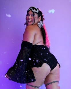 Holo Star Mesh Halter Bodysuit Set -Iheartraves Sale Store Holo Star Mesh Halter Bodysuit Set C1 Back