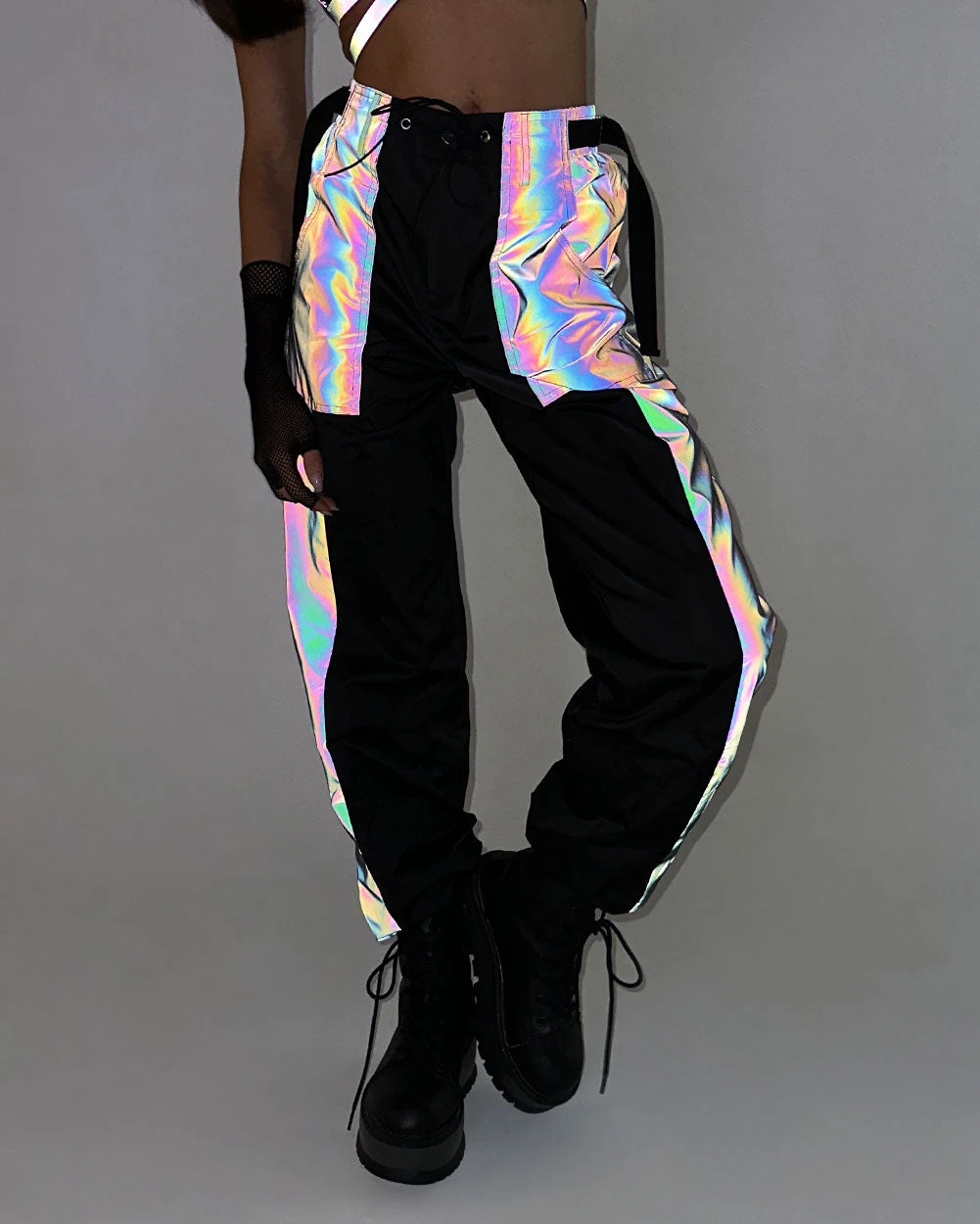 Time 2 Get Lit Rainbow Reflective Cargo Joggers 1 Time 2 Get Lit Rainbow Reflective Cargo Joggers