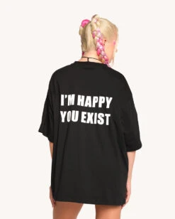 Leblunt X IHR I'm Happy You Exist Oversized Tee -Iheartraves Sale Store I m Happy You Exist Oversized Tee Back