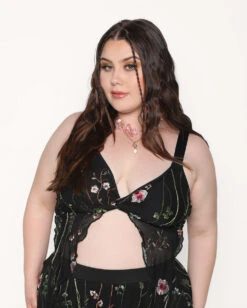 Lace Flowerfields Stretch Pixie Hem Top -Iheartraves Sale Store Lace Flowerfields Pixie Hem Top C1 Front