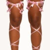 Love Me Knot Bow Pair Mini Leg Wraps -Iheartraves Sale Store Love Me Knot Bow Wrap Pair Leg Garters Pink Front 63c7041e e10d 43e6 9304 57ec4b739837