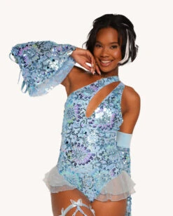 Magic Tricks Sequin Floral Bodysuit With Sleeves