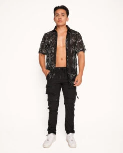 Moonlit Enchantment Button Up Shirt 2.0 5 Moonlit Enchantment Button Up Shirt 2.0 -Iheartraves Sale Store Moonlit Enchantment Button Up Black Front