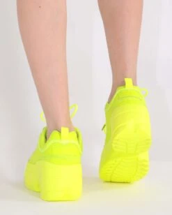 Dynamic Realness Platform Sneakers -Iheartraves Sale Store Neon Realness Platform Sneakers NeonYellow Back