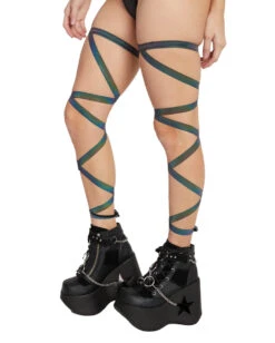 Pair Of Non-Slip Rainbow Reflective Leg Wraps 6 Pair Of Non-Slip Rainbow Reflective Leg Wraps -Iheartraves Sale Store Pair of Non Slip Rainbow Reflective Leg Wraps Rbw Sd