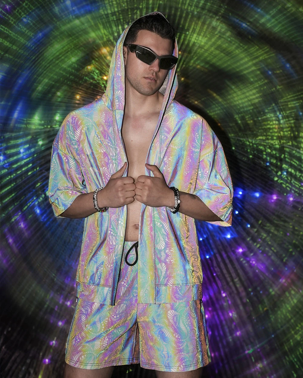 Pure Euphoria White Rainbow Reflective Shorts 5 Pure Euphoria White Rainbow Reflective Shorts - Image 5