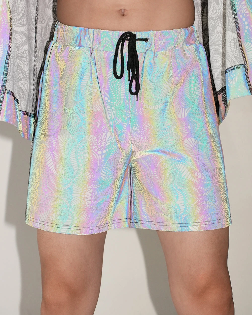 Pure Euphoria White Rainbow Reflective Shorts 1 Pure Euphoria White Rainbow Reflective Shorts