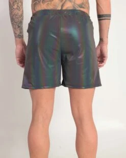 Rainbow Frequency Men's Reflective Shorts -Iheartraves Sale Store Rainbow Frequency Men s Reflective Shorts BlkRbw Back af65c867 fd23 435f 8b2e 57c1bc3a7860