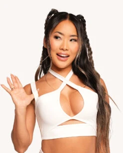 Rave & Repeat Halter Top - White
