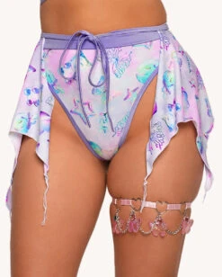 Rolita Couture X IHR Cosmic Chrome Flair Skirt -Iheartraves Sale Store Rolita Couture x iHR Cosmic Chrome Flair Skirt Front