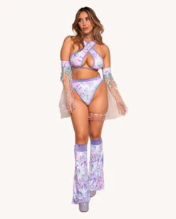 Rolita Couture X IHR Cosmic Chrome Bootylicious Bottoms -Iheartraves Sale Store Rolita Couture x iHR Cosmic Chrome Goddess Top Full 1