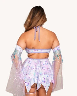 Iheartraves Sale Store -Iheartraves Sale Store Rolita Couture x iHR Cosmic Chrome Pixie Baby Doll Dress Back