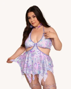 Rolita Couture X IHR Cosmic Chrome Pixie Baby Doll Dress 11 Rolita Couture X IHR Cosmic Chrome Pixie Baby Doll Dress -Iheartraves Sale Store Rolita Couture x iHR Cosmic Chrome Pixie Baby Doll Dress C1 Front