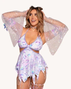 Rolita Couture X IHR Cosmic Chrome Pixie Baby Doll Dress