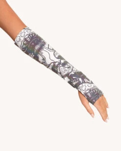 Secret Of Life Mushroom White Reflective Bodysuit With Sleeves -Iheartraves Sale Store Secret Life of A Mushroom White Reflective Bodysuit with Sleeves New Detail