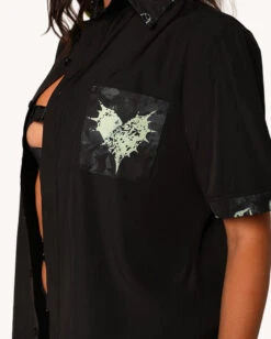 Sunflowerraver X IHR Get Bent Men's Button Up -Iheartraves Sale Store Sunflowerraver x iHR Get Bent Men s Button Up Detail2