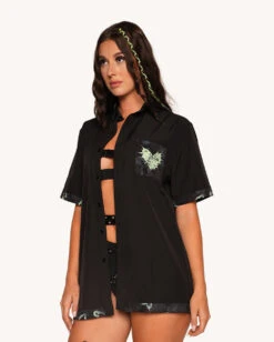 Sunflowerraver X IHR Get Bent Men's Button Up -Iheartraves Sale Store Sunflowerraver x iHR Get Bent Men s Button Up Front2