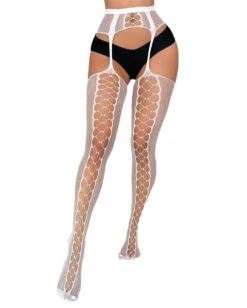 Take Me Suspender Fishnet Thigh Highs -Iheartraves Sale Store TakeMeSuspenderThighHighFront