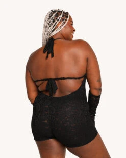 VIP Behavior Lace Romper With Sleeves -Iheartraves Sale Store VIP Behavior Lace Romper C1 Back