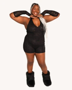 VIP Behavior Lace Romper With Sleeves -Iheartraves Sale Store VIP Behavior Lace Romper C1 Full