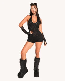 VIP Behavior Lace Romper With Sleeves -Iheartraves Sale Store VIP Behavior Lace Romper Full