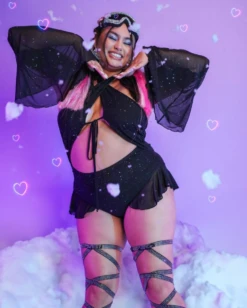 Holo Star Mesh Halter Bodysuit Set -Iheartraves Sale Store image 4 1f4d7466 d5b5 4686 acc1 b028705a98d0